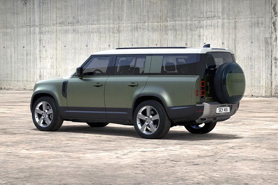 Rear Cross Side View of Land Rover Defender 130