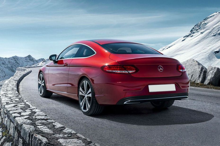 Rear Cross Side View of Mercedes Benz C-Class Coupe