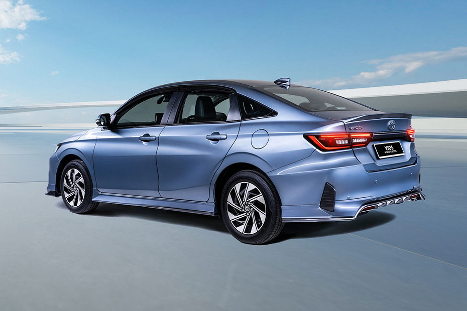 Rear Cross Side View of Toyota Vios Hybrid Electric Rear Cross Side View of Toyota Vios Hybrid Electric
