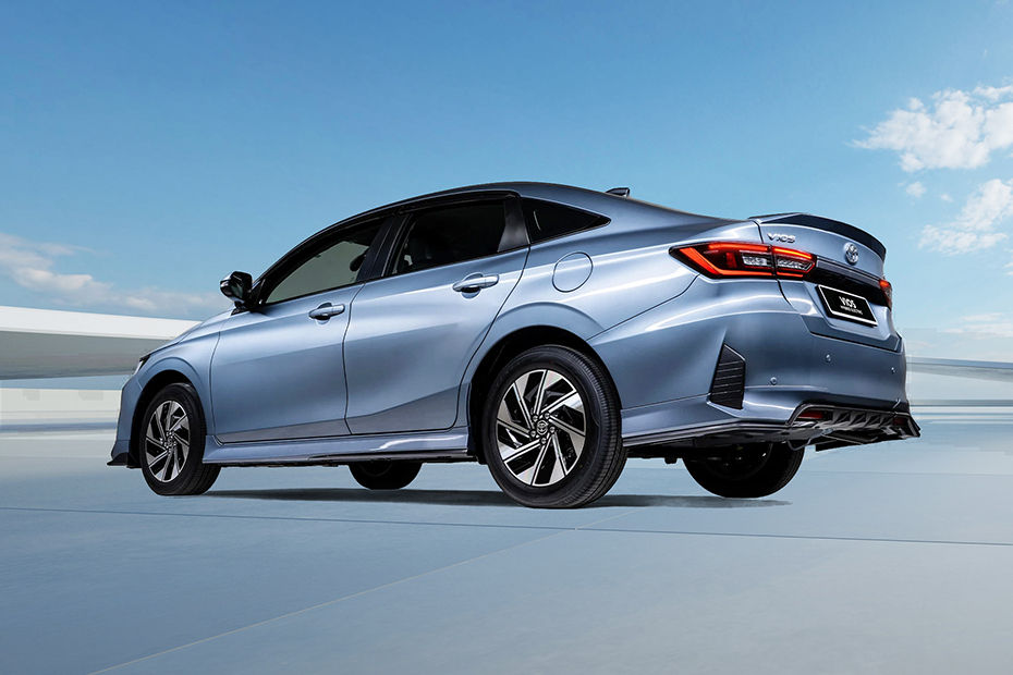 Vios Hybrid Electric Rear Low Angle View Vios Hybrid Electric Rear Low Angle View