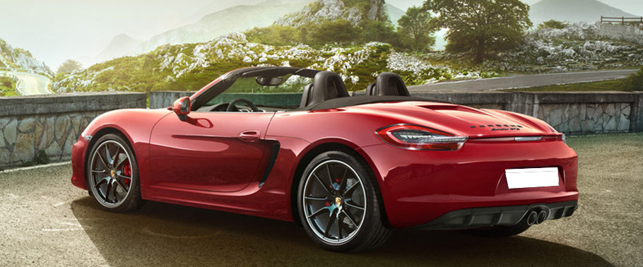 Rear Cross Side View of Porsche Boxster GTS