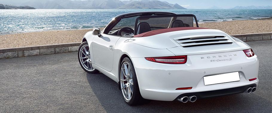 Rear Cross Side View of Porsche 911 Carrera S Cabriolet Rear Cross Side View of Porsche 911 Carrera S Cabriolet