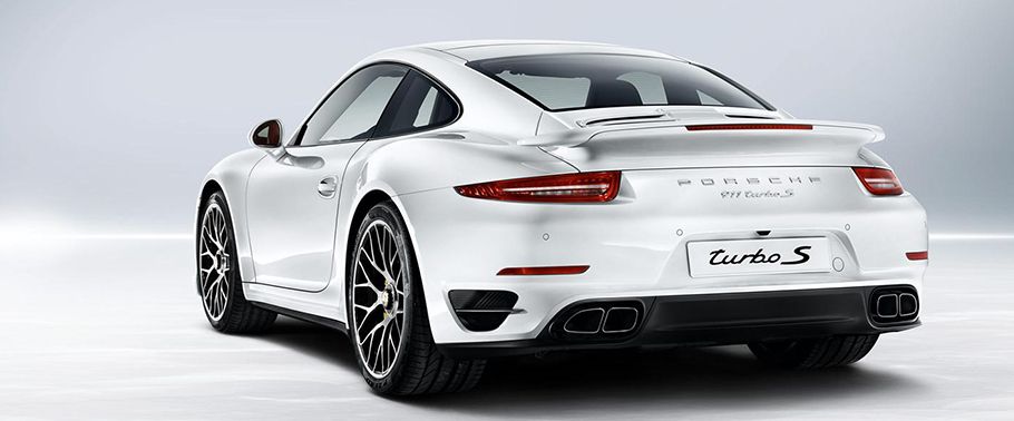 Rear Cross Side View of Porsche 911 Turbo S