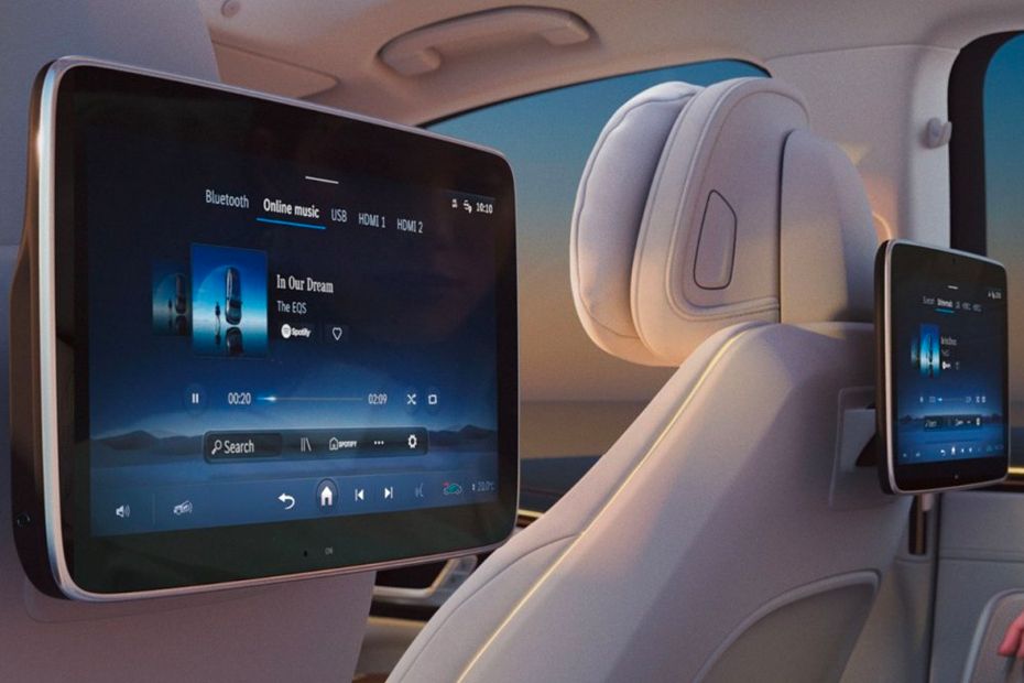 Rear Seat Entertainment of Mercedes Benz EQS SUV Rear Seat Entertainment of Mercedes Benz EQS SUV
