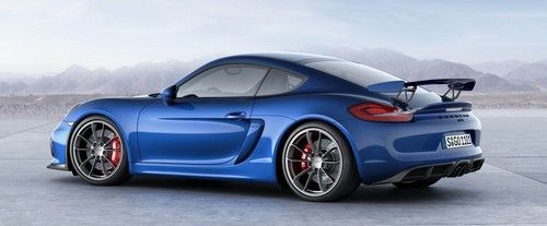 Rear Cross Side View of Porsche Cayman GT4