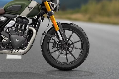 Triumph Scrambler 400 X Front Tyre View